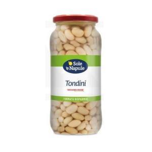 Fagioli tondini lessati in confezione singola di vetro  da 540 gr.