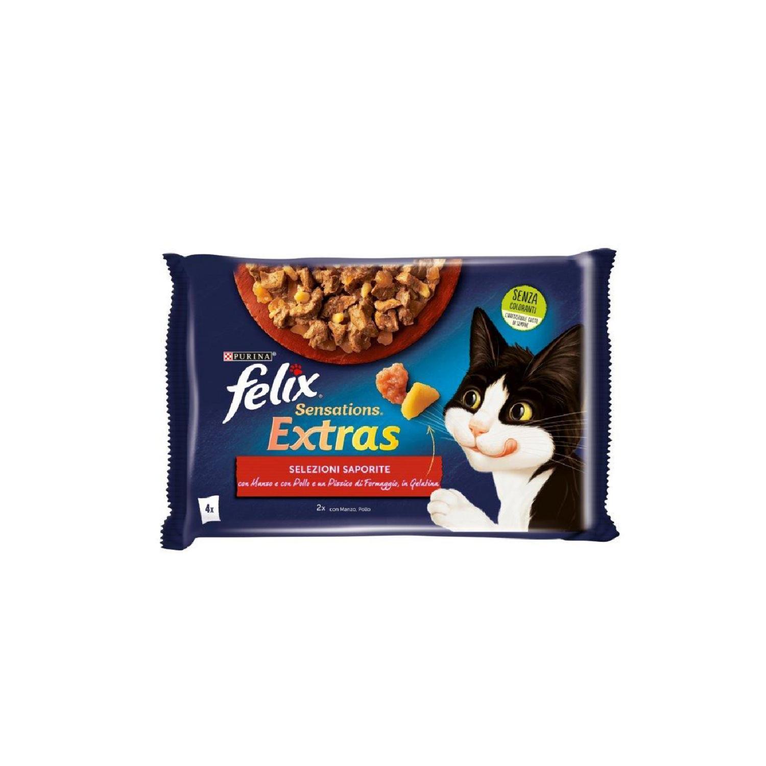felix cibo umido manzo e pollo felix sensations extra 4 buste da 85 gr. (x2 manzo x2 pollo) - foto 1