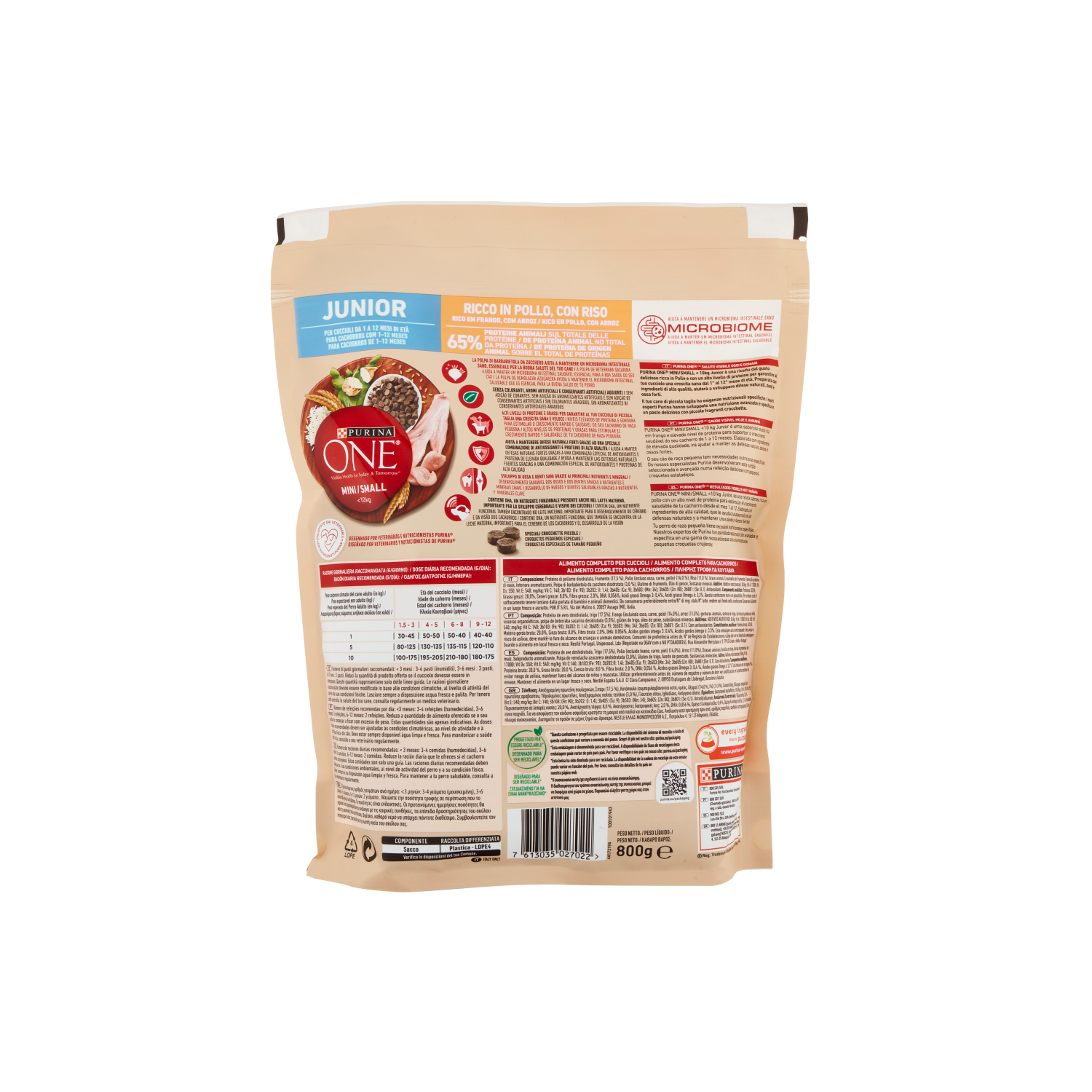 purina one cibo per cani purina one cucciolo mini small junior ricco in pollo con riso 800 gr. - foto 2