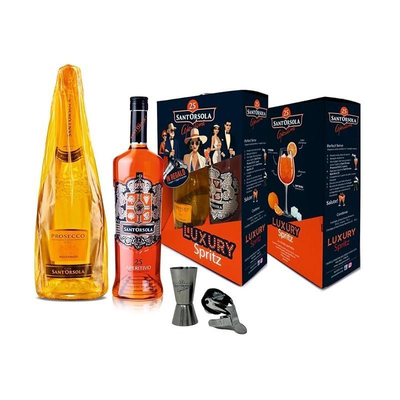 sant'orsola confezione regalo sant'orsola luxury spritz aperitivo per spritz dal gusto equilibrato prosecco doc millesimato extra dry luxury con stopper e jigger 1,45 lt. - foto 1