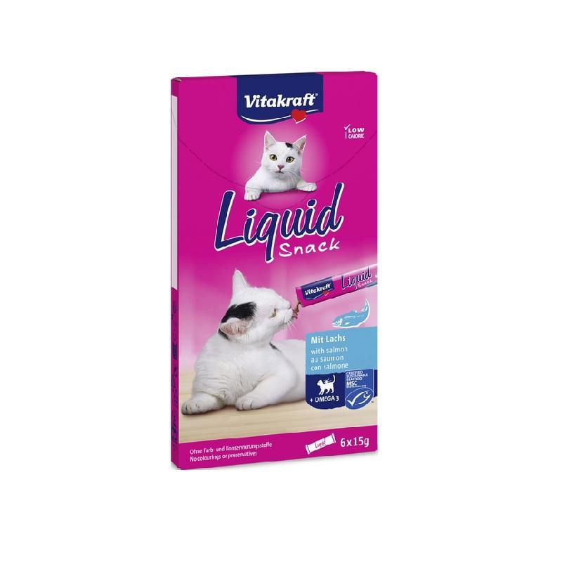 vitakraft snack liquido per gatti con omega 3 vitakraft cat liquid snack da 15 grammi 6 pz. - foto 1