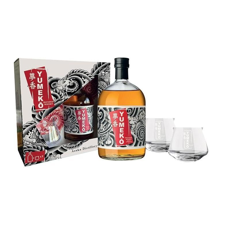 yumeko whisky giapponese yumeko confezione regalo con 2 bicchieri da degustazione 700 ml. - foto 1