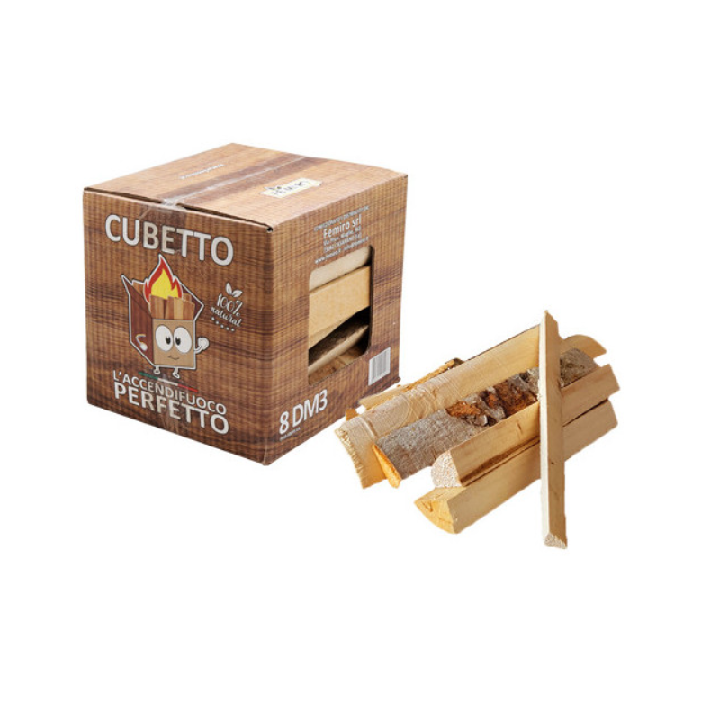 femiro legnetti accendifuoco cubetto box 8 dm³ legno naturale secco - foto 1