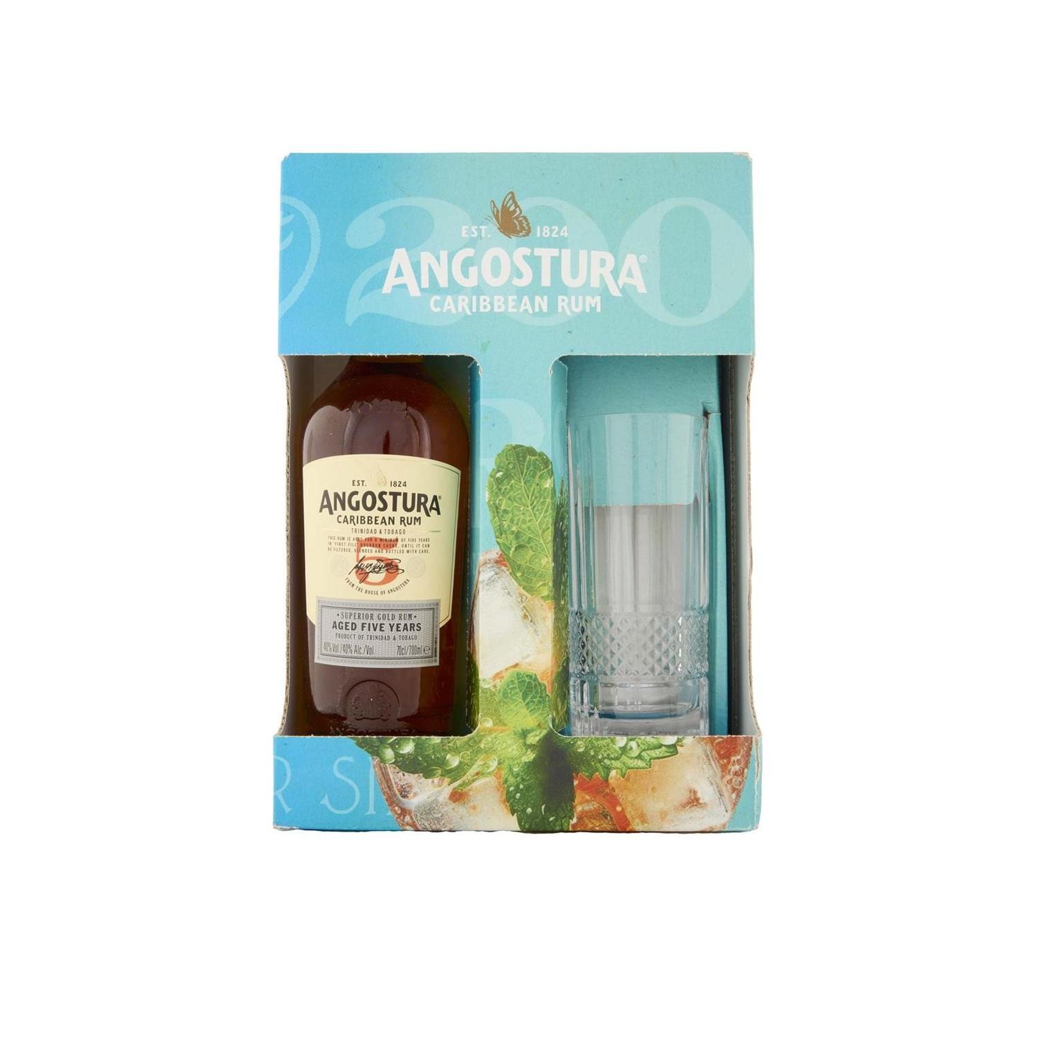 angostura confezione angostura gold rum 5yo 70 cl. con bicchiere omaggio - foto 1