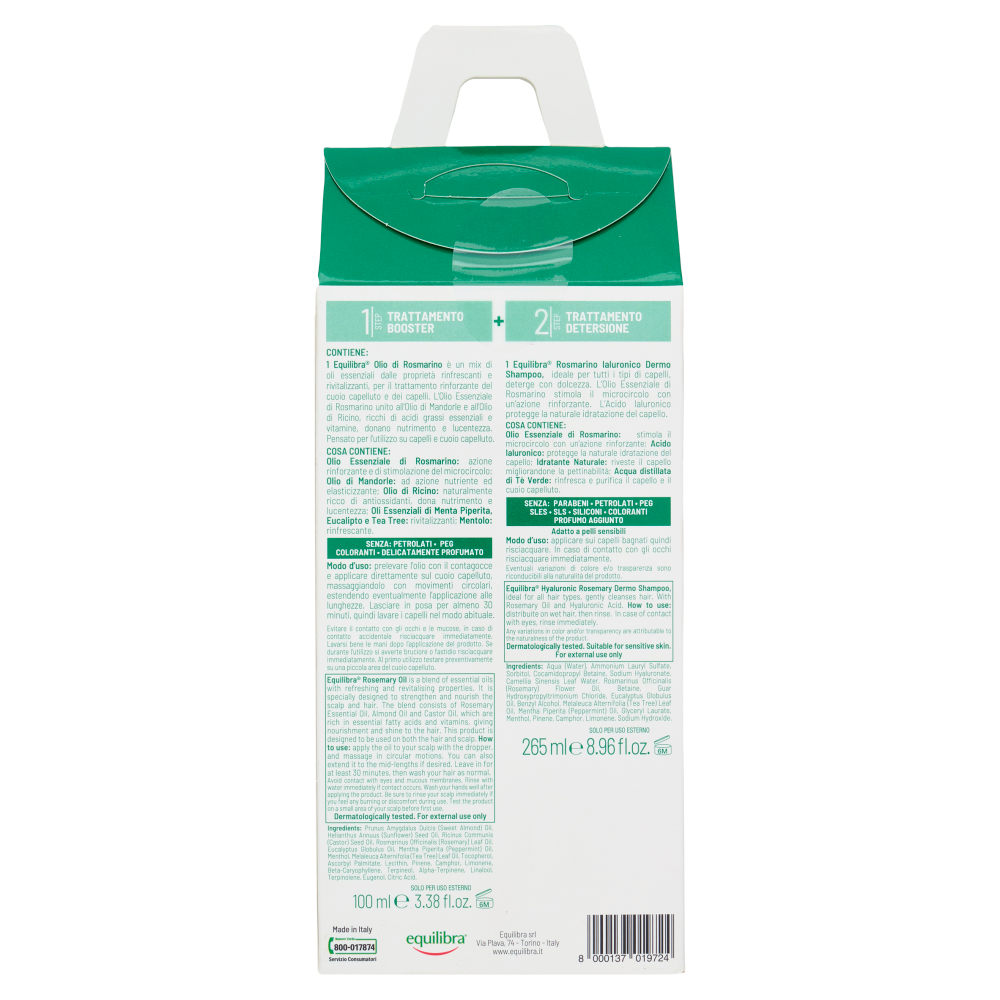 equilibra olio per capelli rinforzante e rivitalizzante al rosmarino da 100 ml. + dermo shampoo da 265 ml. - foto 2