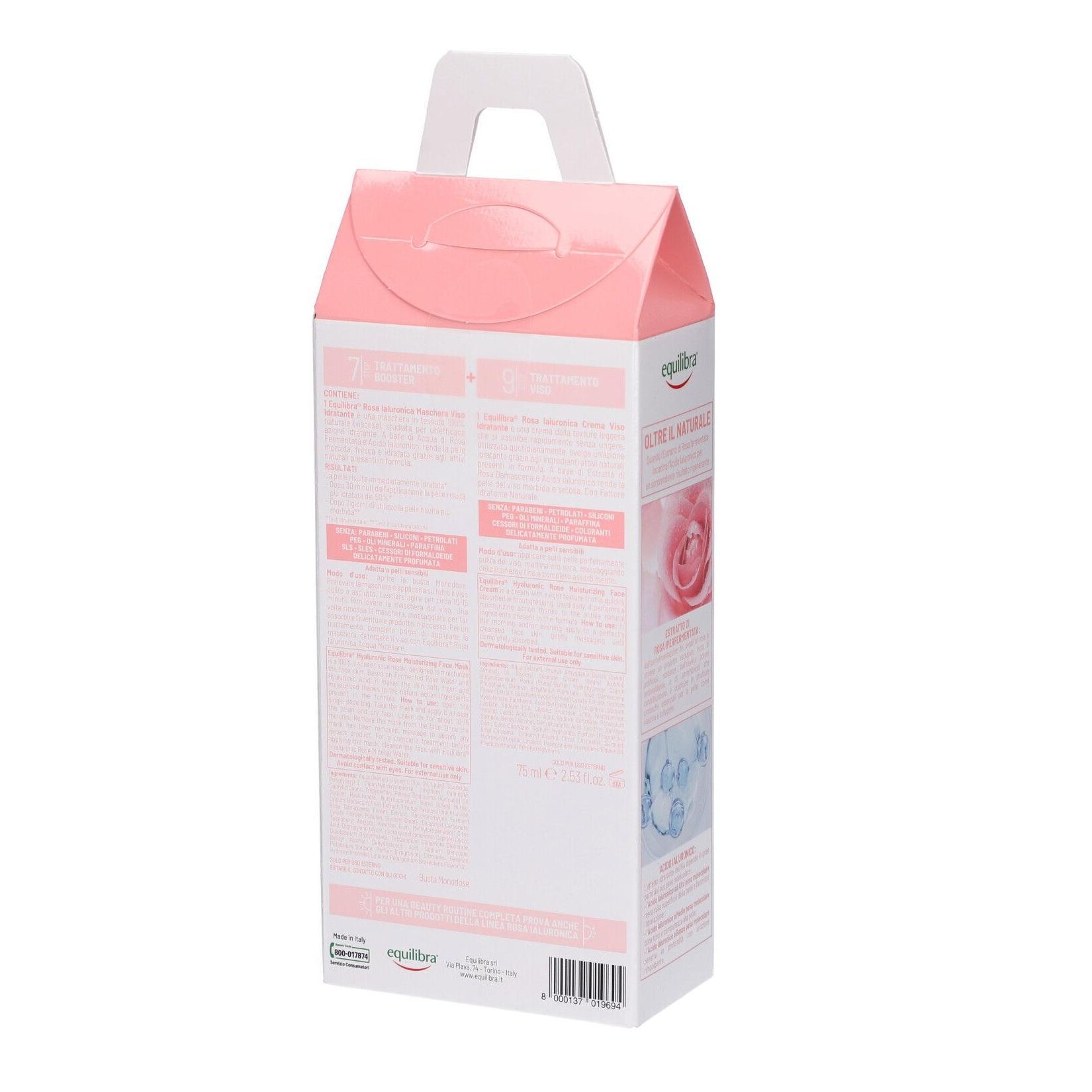 equilibra kit maschera viso idratante beauty routie viso idratante rigenerante alla rosa ialuronica + crema viso idratante alla rosa ialluronica equilibra - foto 2
