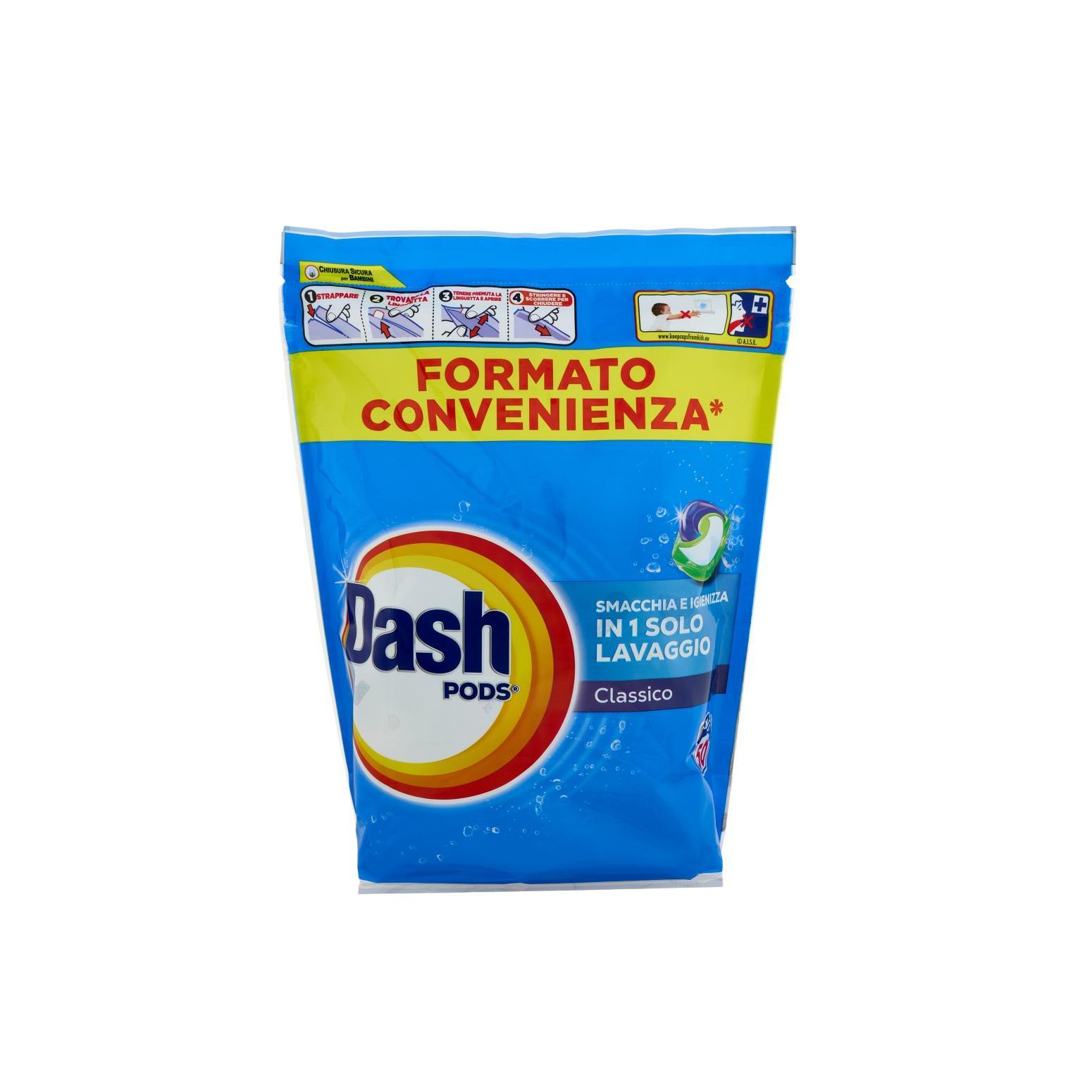 dash detersivo per lavatrice in capsule classico dash pods 50 lavaggi 905 gr. - foto 1