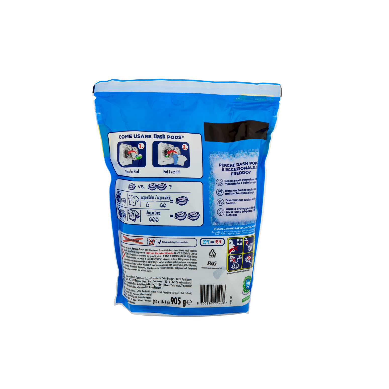 dash detersivo per lavatrice in capsule classico dash pods 50 lavaggi 905 gr. - foto 3