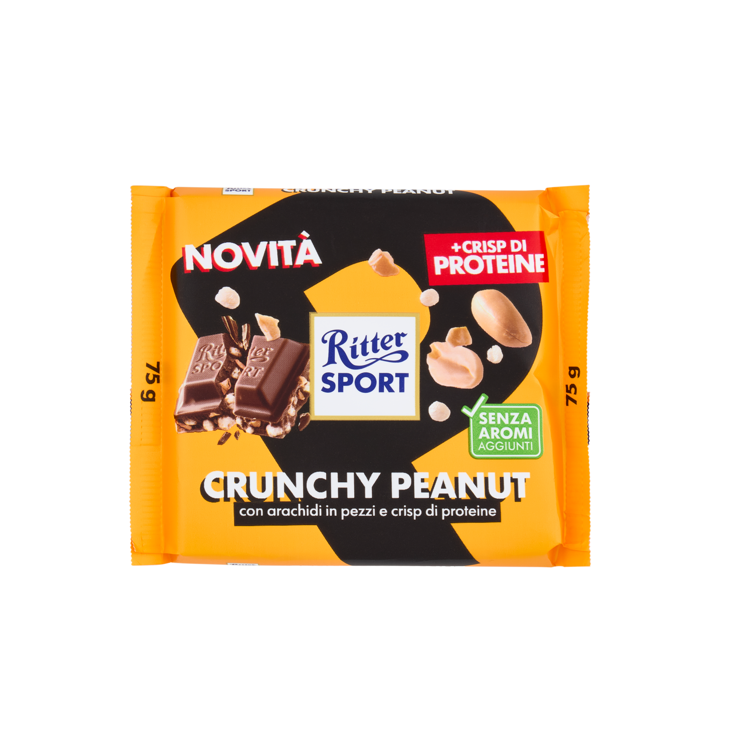 ritter sport tavoletta di cioccolato con arachidi croccanti e crisp di proteine ritter sport 75 gr. - foto 1
