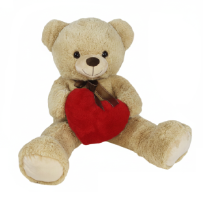 Orso peluche con fiocco e cuore fgf 55 cm.