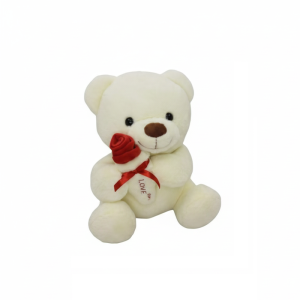 Peluche orso con rosa fgf 25 cm.
