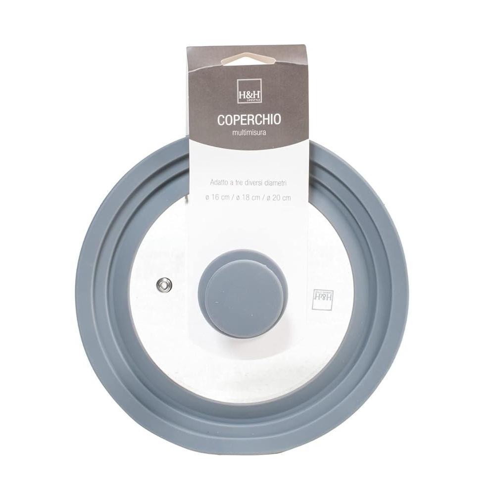 h&h coperchio in vetro e silicone h&h dimensioni 16/18/20 cm. - foto 2