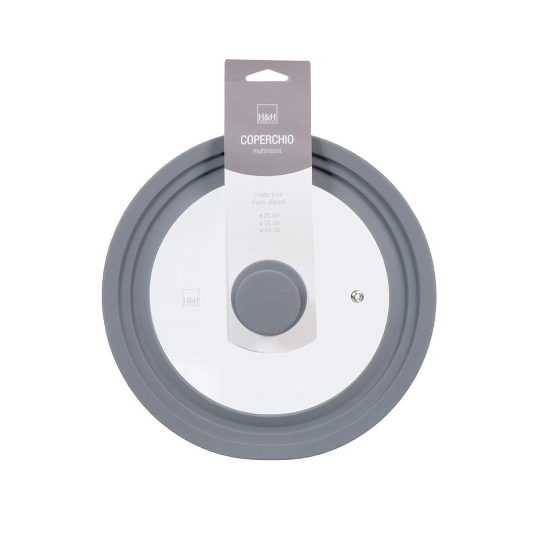 h&h coperchio vetro con borso in silicone h&h diametro 20/22 cm. - foto 1