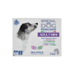 Cibo per cani buste multipack mini adult agnello e coniglio  excellence x12 100 gr.