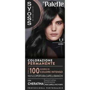 Tinta per capelli con cheratina copertura capelli bianchi e colore intenso fino a 100 giorni colorazione permanente 1-1 nero 100%  by palette