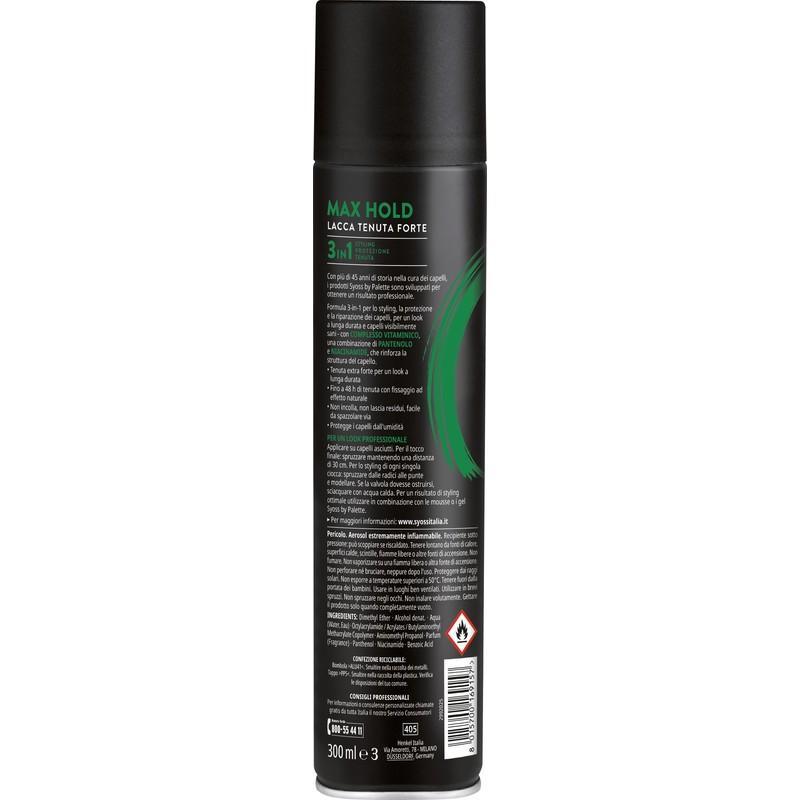 syoss lacca max hold tenuta forte con complesso vitaminico di lunga durata 3 in 1 styling protezione tenuta syoss by palette da 300 ml. - foto 2