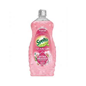 Detersivo concentrato per piatti extra delicato ai fiori di pesco  titanium 650 ml.