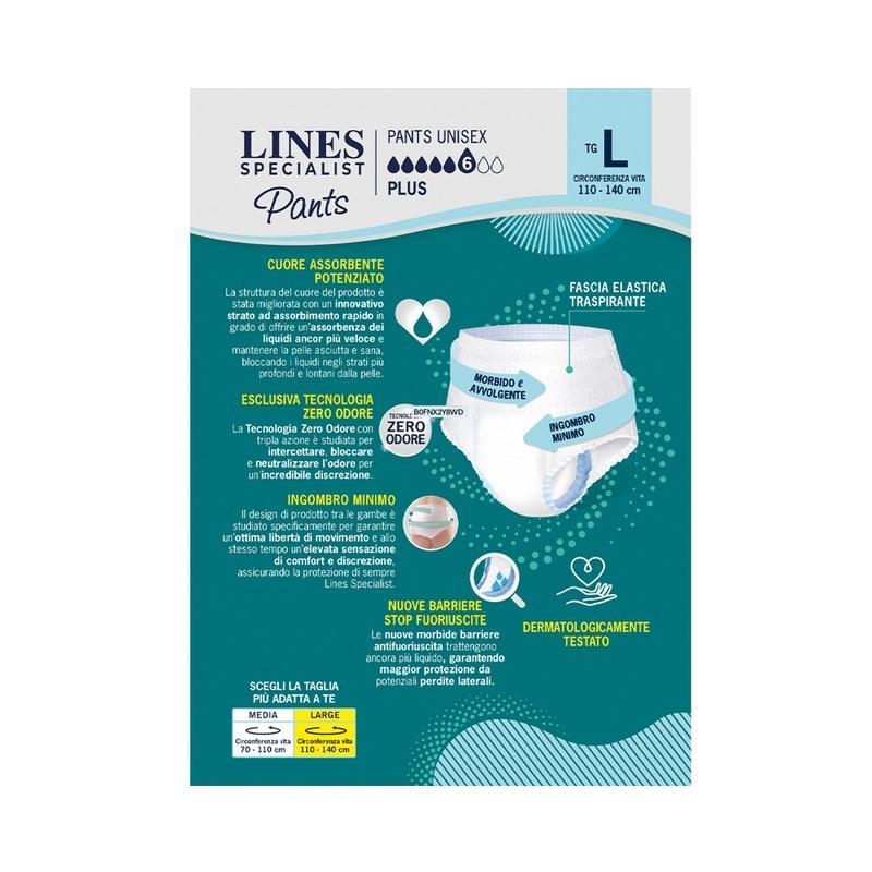 lines pannolini unisex lines specialist pants plus dispositivo medico ce classe 1 x7 pz. taglia l - foto 2
