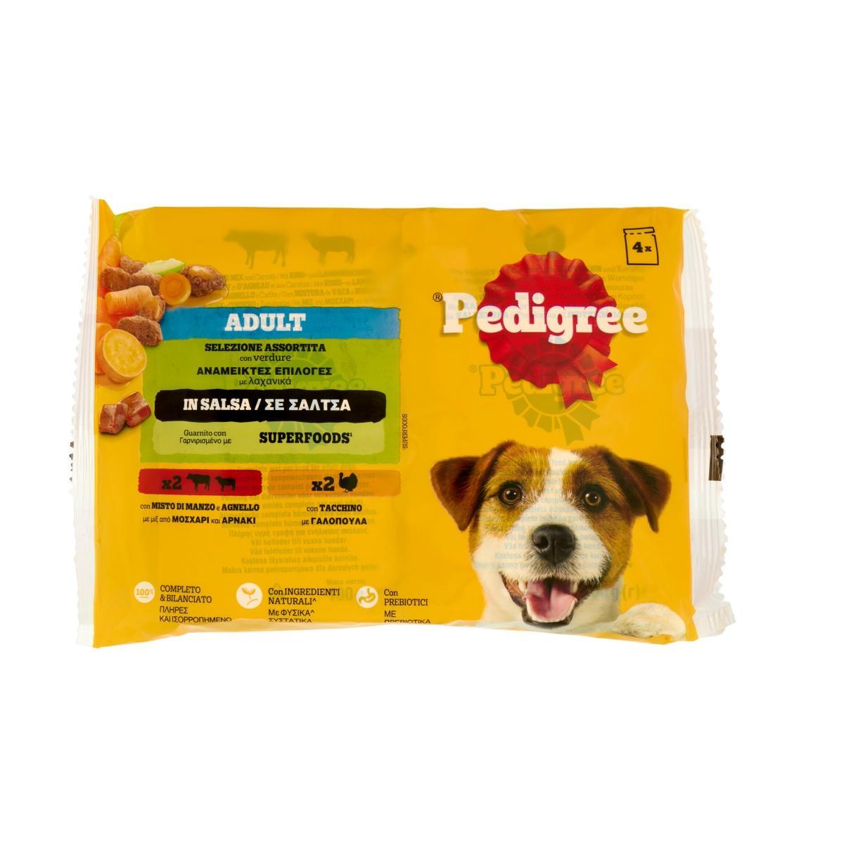 pedigree cibo in salsa umido per cani con agnello e carote + tacchino e carote pedigree adult manzo x4 100 gr. - foto 1
