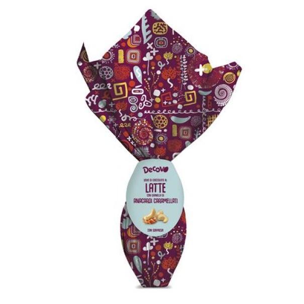 deco' uovo di pasqua con cioccolato al latte e anacardi caramellati decovo deco' da 250 gr. - foto 1