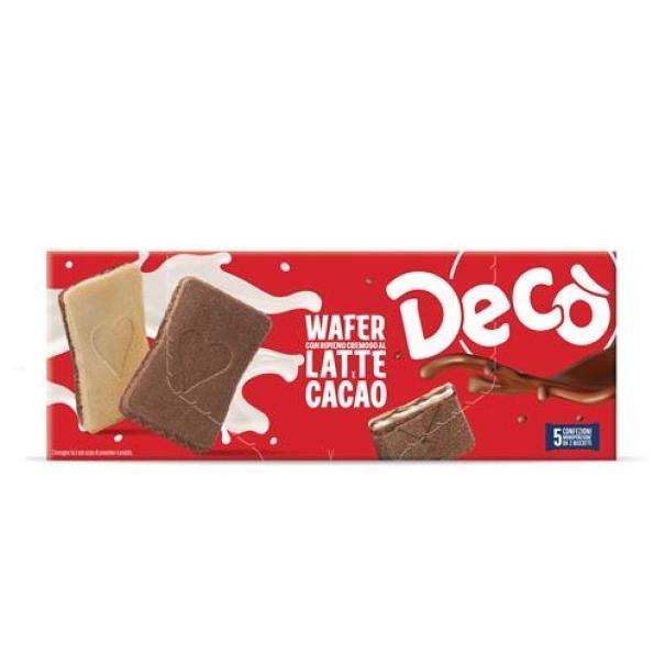 deco' biscotto wafer ripieno al latte e cacao deco' da 128 gr. - foto 1