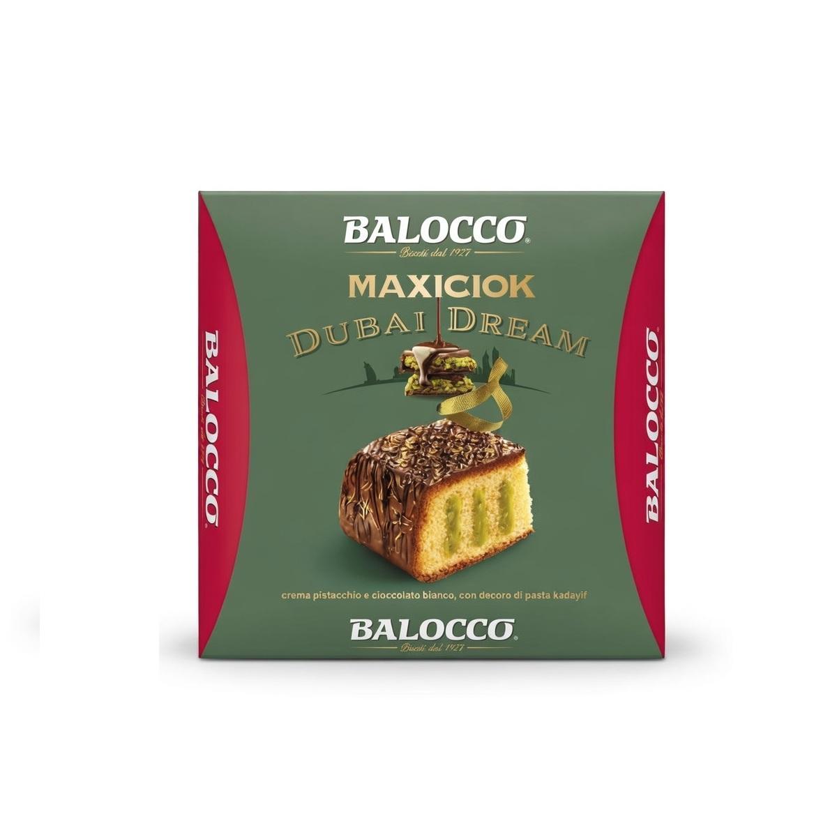 balocco dolce di pasqua colomba lievitato naturalmente con crema al pistacchio e cioccolato bianco dubai ricoperto di cioccolato al latte e dondete balocco da 650 gr. - foto 1