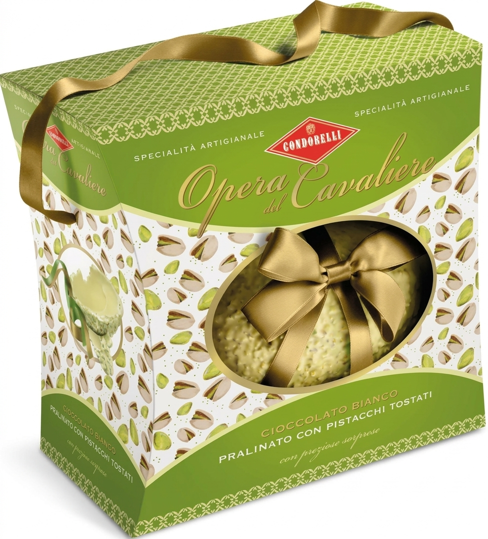 condorelli uovo di pasqua al cioccolato bianco con pistacchi condorelli 350 gr. - foto 1