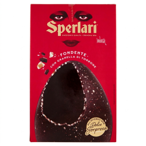 Uovo di pasqua mina cioccolato fondente e granella di torrone 290 gr.