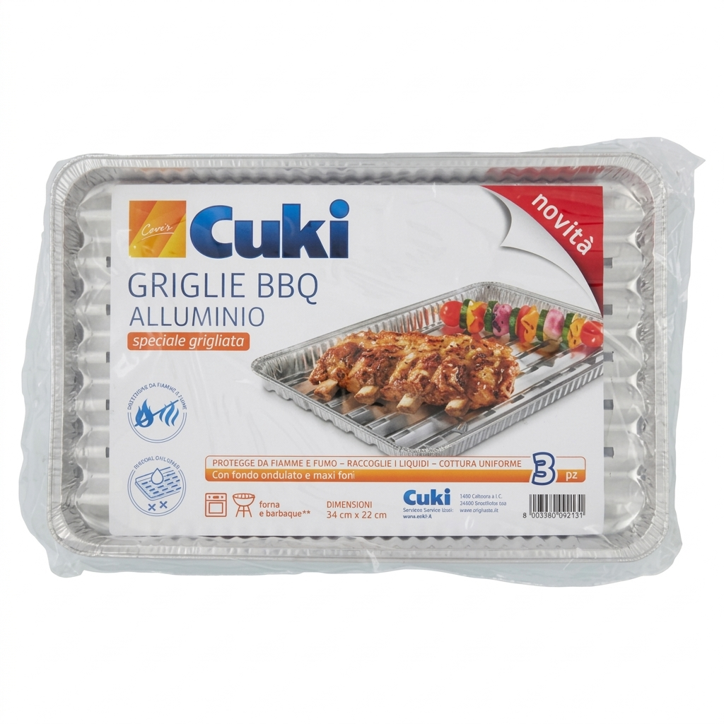 cuki vaschette in alluminio per griglie e bbq cuki 3 pezzi - foto 1