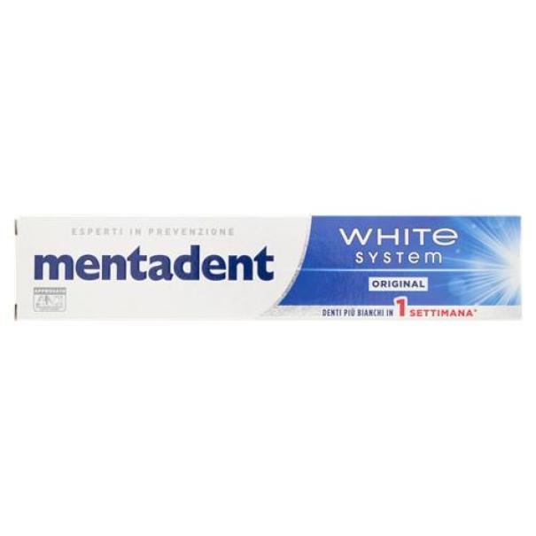 mentadent dentifricio azione sbiancante quotidiana white system mentadent 75 ml. - foto 1