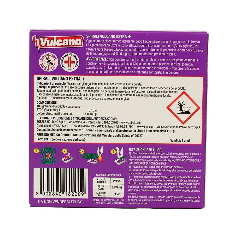 vulcano spirali antizanzare e pappataci classiche vulcano 10 pz. - foto 2