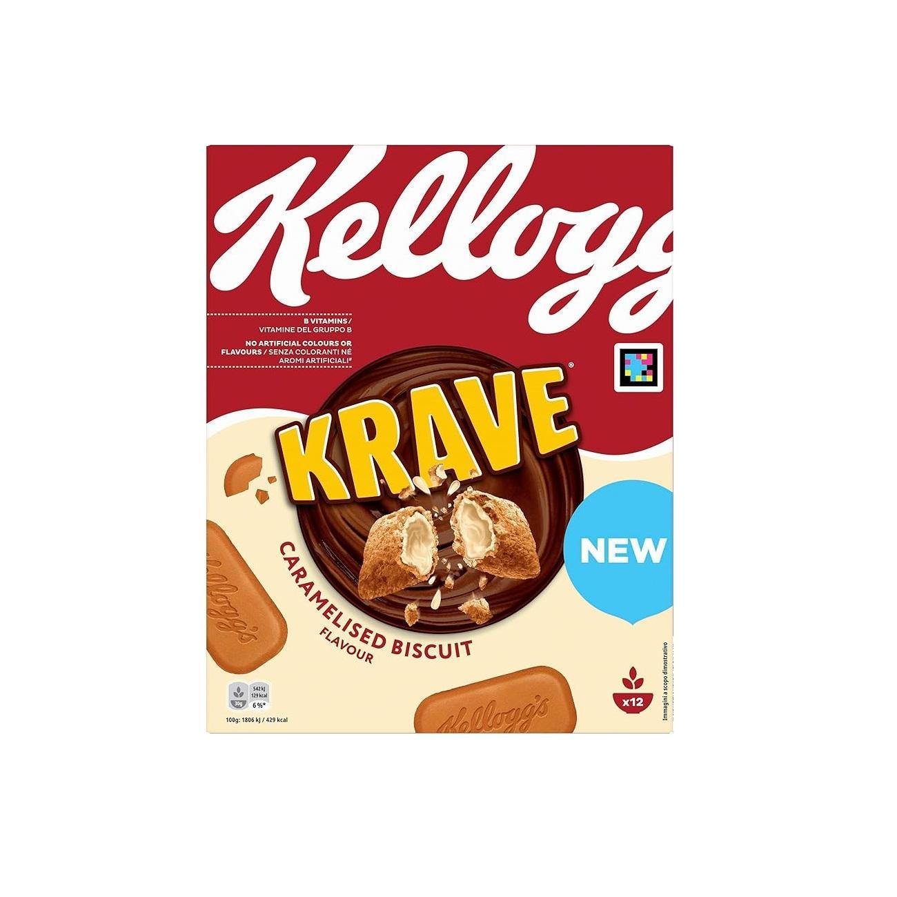 kellogg's cereali per la colazione con ripieno al gusto di biscotto caramellato krave kellogg's 375 gr. - foto 1