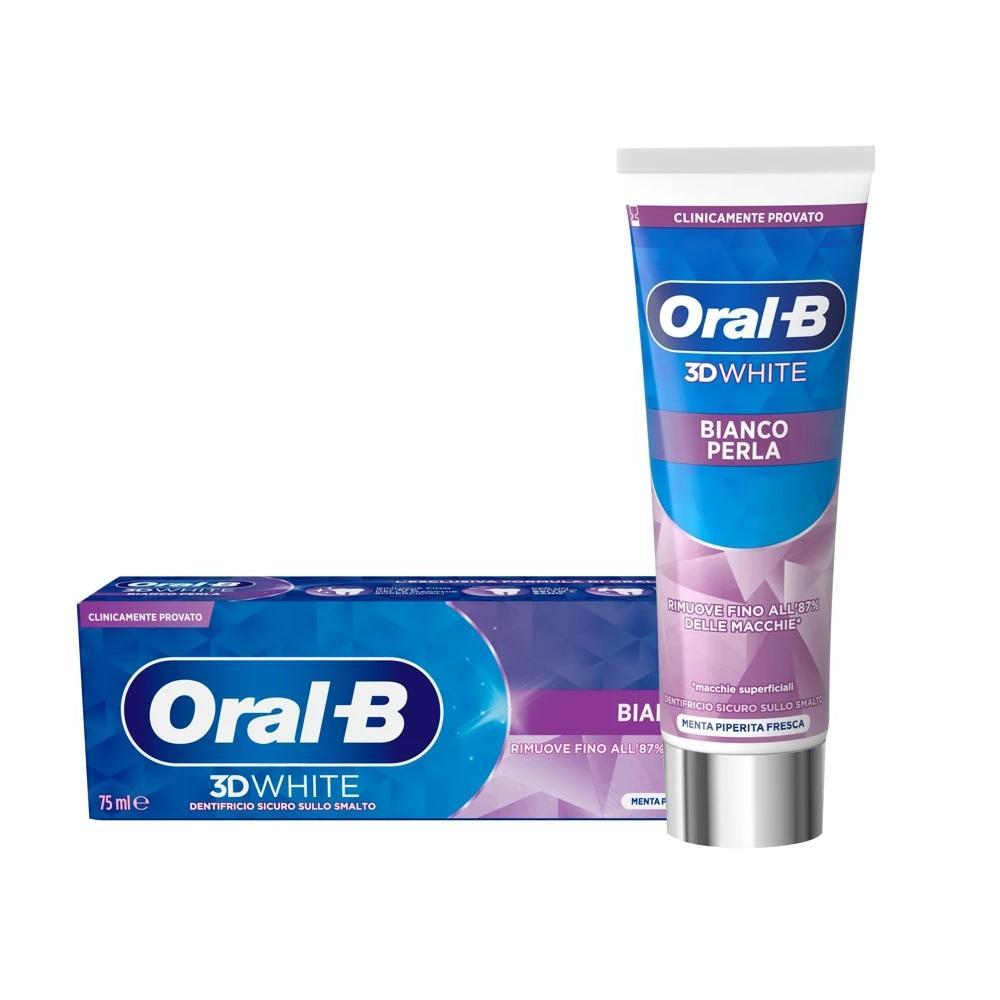 oral b dentifricio sbiancante 3d white bianco perla menta piperita fresca oral-b 75 ml. - foto 1