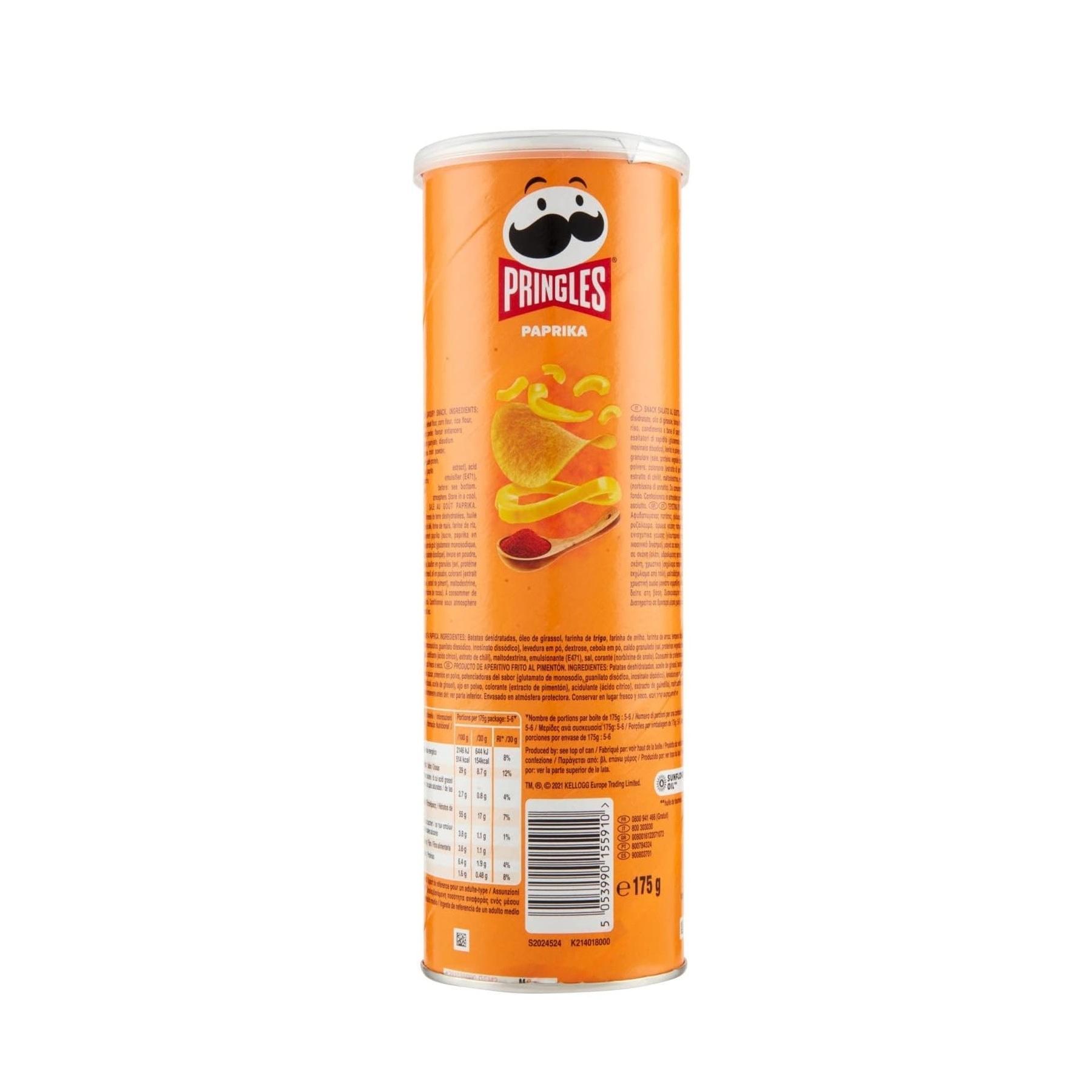 pringles, paprika, patatine, snack, snacksalati, aperitivo, party, gusto, croccante, food, spesaonline, 2x175 gr, 2 pringles patatine al gusto di paprika pringles 2x175 gr. - foto 2