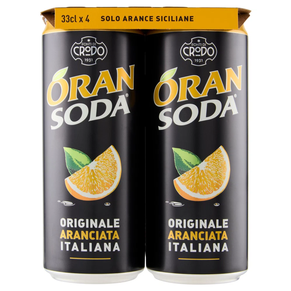 Oransoda, Aranciata, BibitaFrizzante, SuccoDiArancia, VogliaDiFreschezza, AperitivoAnalcolico, SnackEbevande, BevandeFrizzanti, GDO, Zibly, 1320 GR. oransoda aranciata in lattina oransoda 4 x 33 cl - foto 1