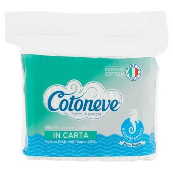Cotoneve, BastonciniCotonati, QTips, IgienePersonale, CuraDelCorpo, CotoneIdrofilo, Bagno, BenessereQuotidiano, GDO, Zibly, 100 GR. cotoneve bastoncini cotonati cotoneve 160 pz. - foto 1