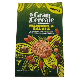 Biscotti grancereale al cioccolato e mandorle salate 280 gr