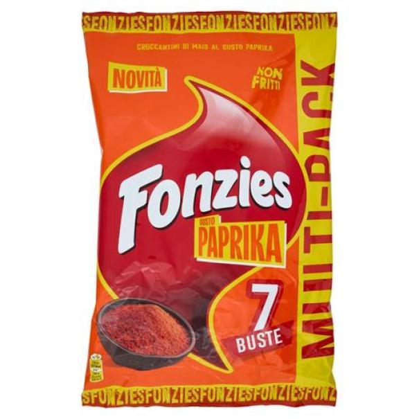 Fonzies, FormaggioEPaprika, SnackCroccante, Multipack, NonSiFrigeMai, SfizioGustoso, SnackTime, Aperitivo, GDO, Zibly, 164,5 GR. fonzies patatine al formaggio e paprika multipack 7 buste fonzies 164,5 gr. - foto 1