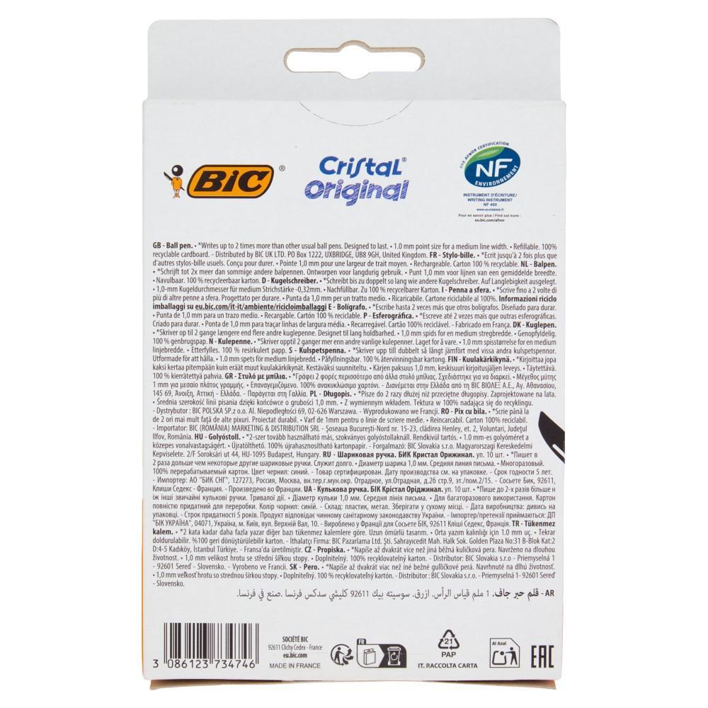 Bic, BicCristal, PennaASfera, Cancelleria, OfficeSupplies, SchoolSupplies, Scrittura, BluePen, GDO, Zibly, 10 PZ., retro bic penne a sfera cristal medium box 10 pezzi blu bic - foto 2