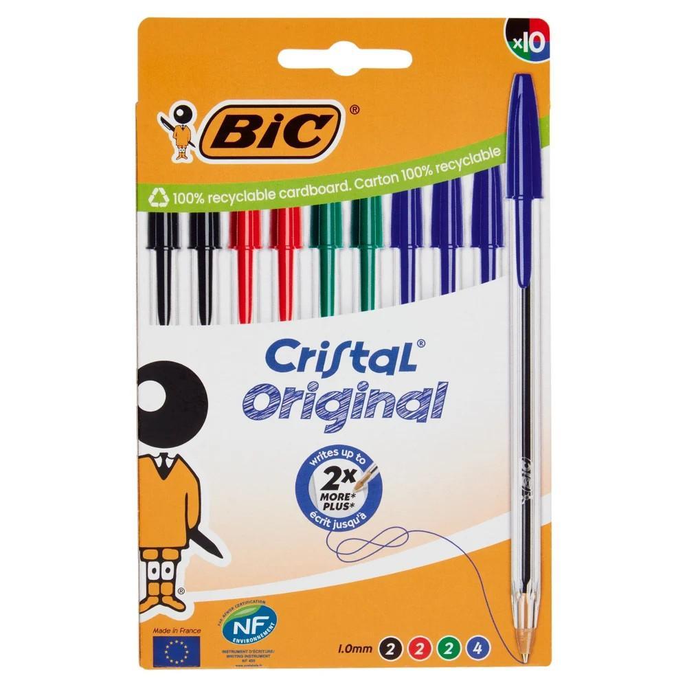 Bic, BicCristal, PennaASfera, Cancelleria, OfficeSupplies, SchoolSupplies, Scrittura, ColorMix, GDO, Zibly, 10 PZ. bic penne a sfera cristal medium box 10 pezzi mix bic - foto 1