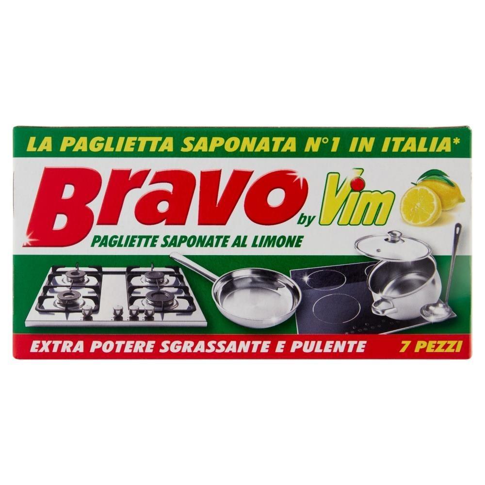 bravo, pagliettesaponate, sgrassante, limone, puliziacucina, lavaggestoviglie, pentoleepadelle, curaDellaCasa, detergenza, prodottiCasa, stovigliebrillanti, puliziecasa, topseller, offerteamazon, venditeebay, gdo, zibly, 7 PZ bravo sgrassante 7 pagliette saponate al limone per stoviglie 7 pz bravo - foto 1