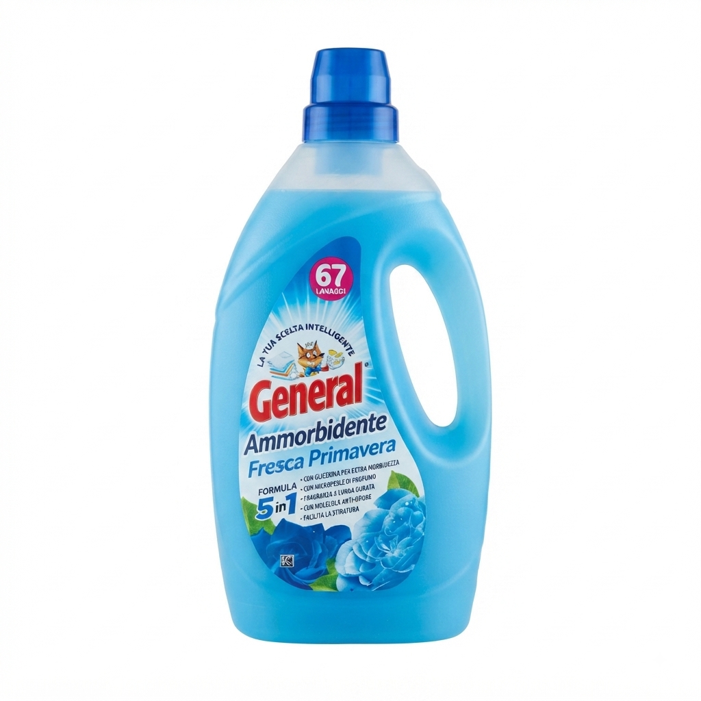 general, ammorbidente, frescodiprimevera, bucato, igienecasa, detersivi, spesaonline, 67 LAV, GENERAL 67 LAV, bonta, profumo fresco, qualita, dispensa, piacere, fragranza, prodotti general, 67lav, benessere, 67 LAV general ammorbidizzante flaconcino 67 lavaggi fresco di primavera general - foto 1
