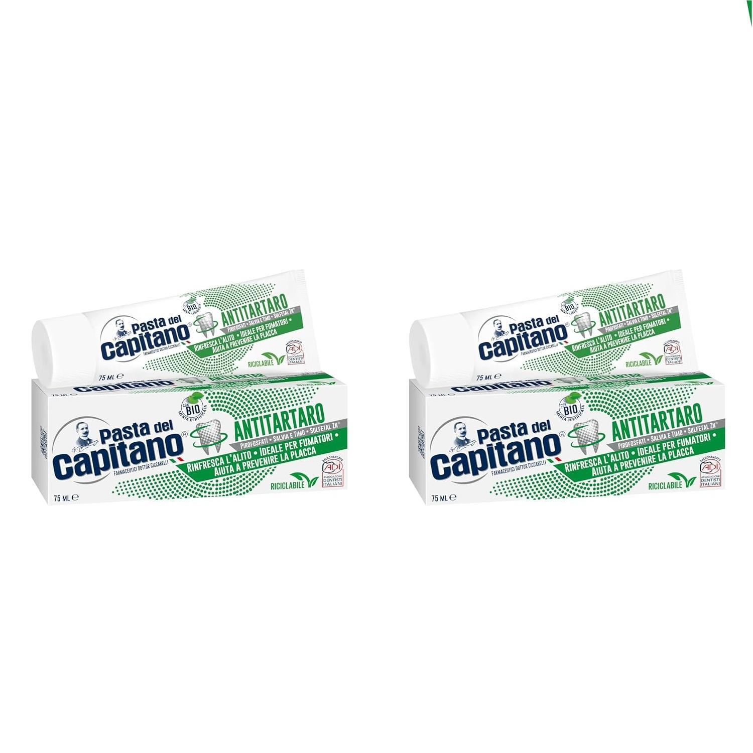 pasta del capitano dentifricio azione antitartaro pasta del capitano 2x75 ml. - foto 1