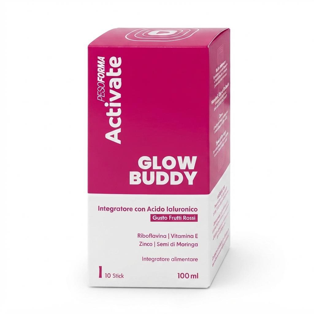 pesoforma, activate, glowbuddy, acidoialuronico, integratorealimentare, curadellapelle, spesaonline, 100 ML, PESOFORMA 100 ML, bonta, idratazione e bellezza, qualita, dispensa, piacere, fragranza, prodotti pesoforma, 100ml, benessere, 100 ML pesoforma integratore glow buddy acido ialuronico e moringa 100 ml pesoforma activate - foto 1