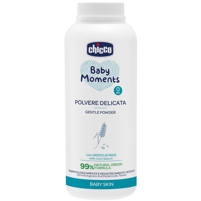Chicco, BabyMoments, PolvereDelicata, AmidoDiMais, Talco, IgieneBambino, BabyCare, PelleSensibile, ProdottiPerNeonati, GDO, Zibly, 130 GR.. chicco polvere delicata corpo con amido di mais chicco 130 gr. - foto 1