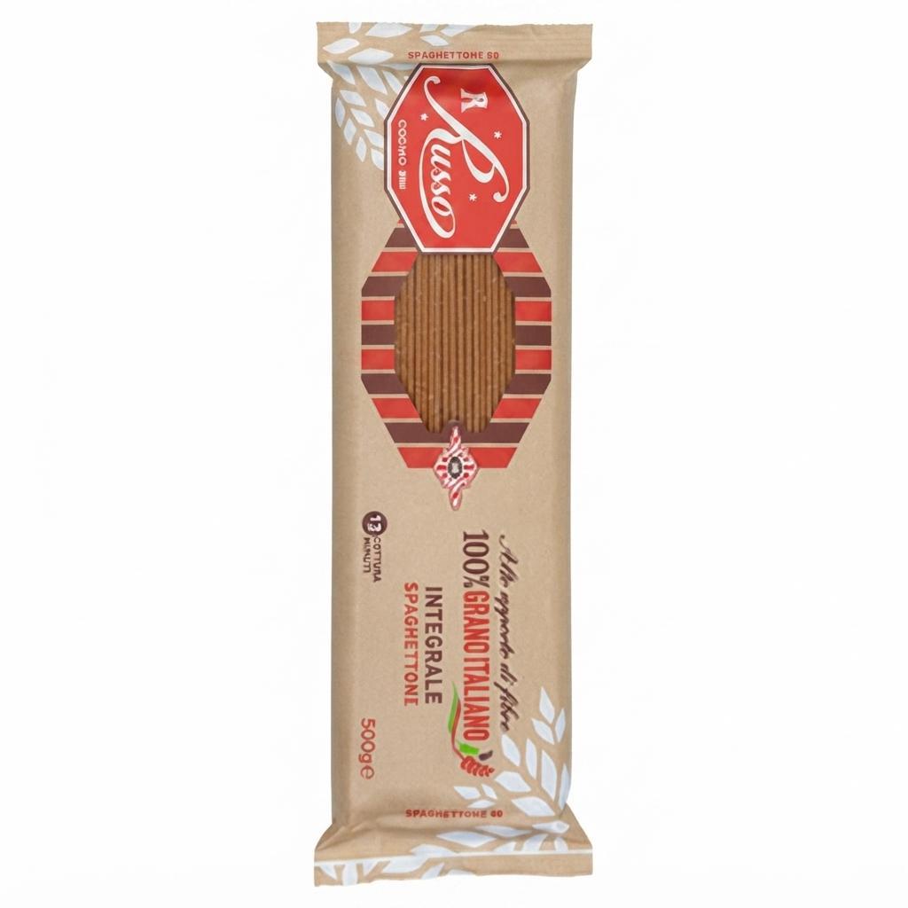 pastorusso, spaghettoni, pastaintegrale, semoladigranoduro, trafilataalbronzo, spesaonline, 500 GR, PASTA RUSSO 500 GR, bonta, gusto rustico e corposo, qualita, dispensa, piacere, fragranza, prodotti russo, 500gr, benessere, 500 GR russo spaghettoni integrali 500 gr pasta russo - foto 1