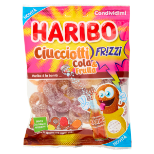 Caramelle gommose ciuccio frizzanti cola e frutta  160 gr.