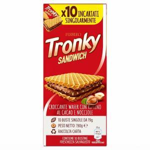 Wafer tronky sandwich con nocciole e cacao  170 gr