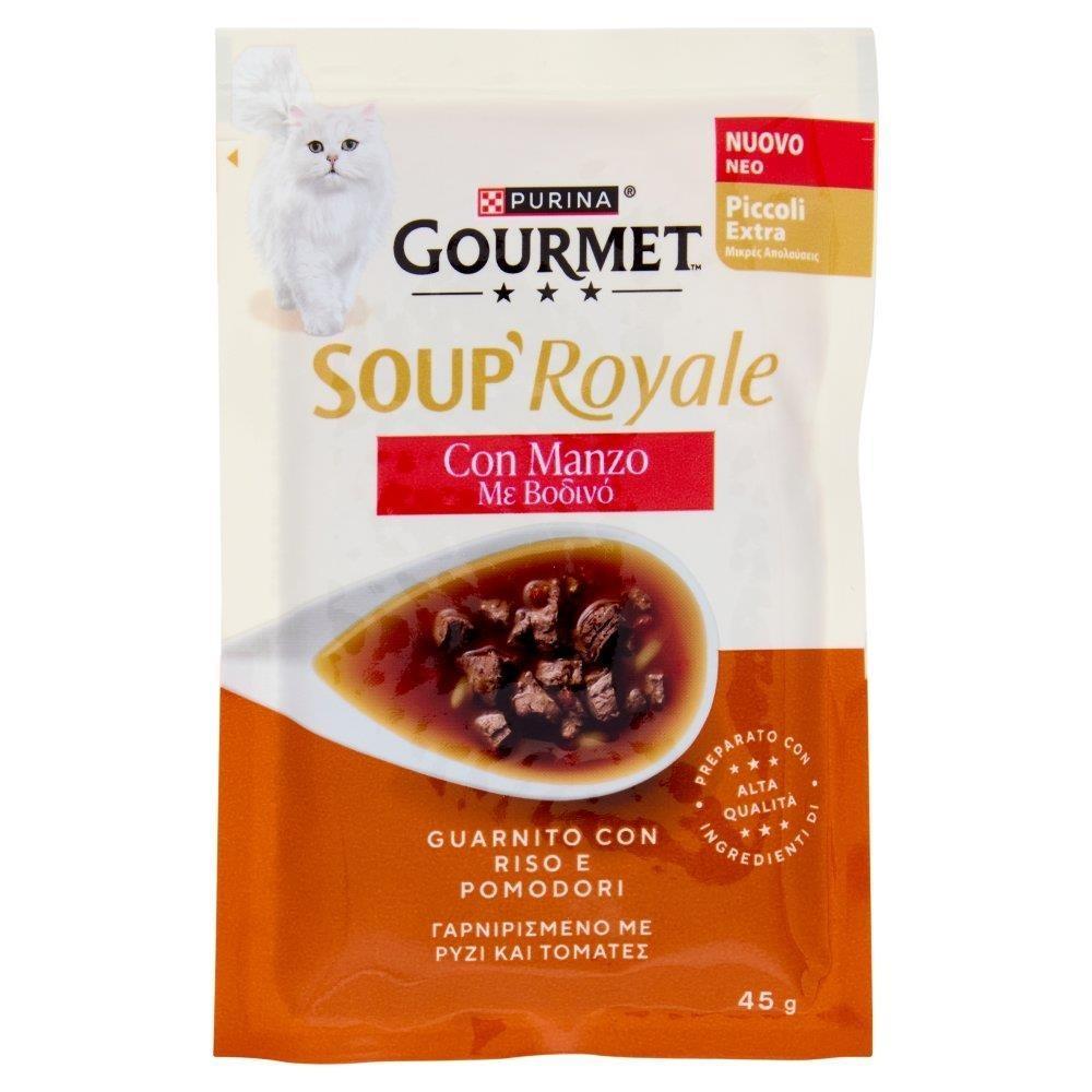 purina, purinagourmet, gourmetsoup, souproyale, cibogatti, umidogatti, brodogatti, manzo, pettinabilita, petcare, gattigolosi, mangiaregatti, topseller, offerteamazon, venditeebay, gdo, zibly, 45 GR gourmet purina gourmet soup royale con manzo 45g - foto 1