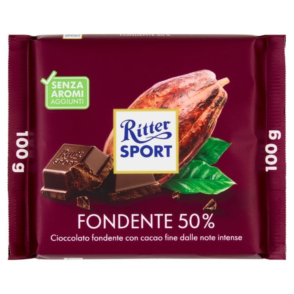 pausagolosa, snackdolce, cacaosostenibile, dolciumi, rittersportquadrato, topseller, offerteamazon, venditeebay, gdo, zibly, 100 GR ritter sport cioccolato fondente 50% tavoletta 100 gr ritter sport - foto 1